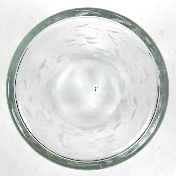 Depression Clear Glass Creamer with Metal Lid Etched Floral Vine - Picture 9 of 11